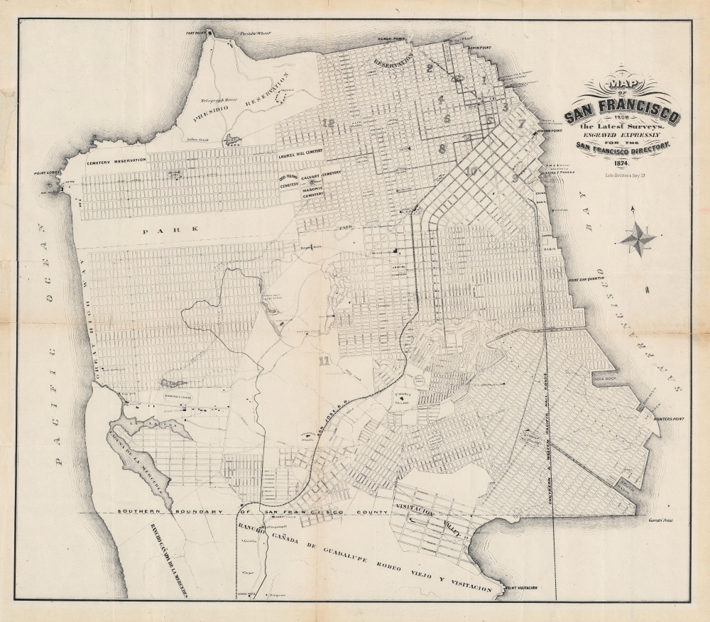 Map of San Francisco from the latest surveys. Engraved expressly for ...