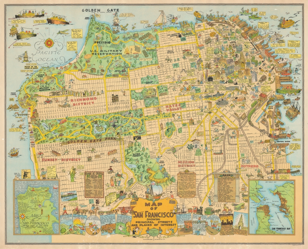 Map of San Francisco Showing Principal Streets and Places of Interest. - Main View