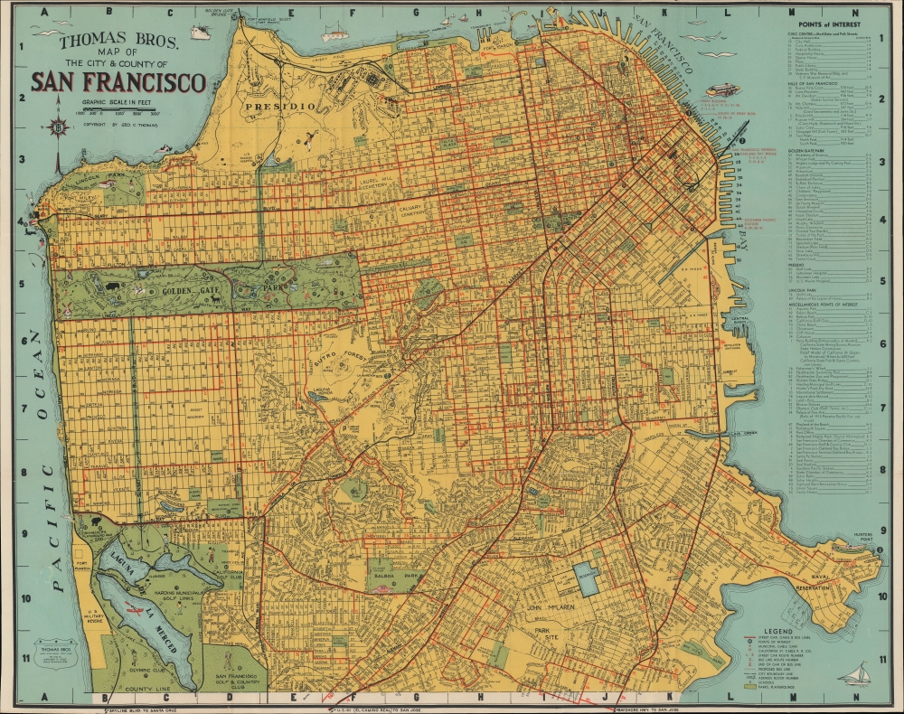 Thomas Bros. Map of The City and County of San Francisco.: Geographicus ...