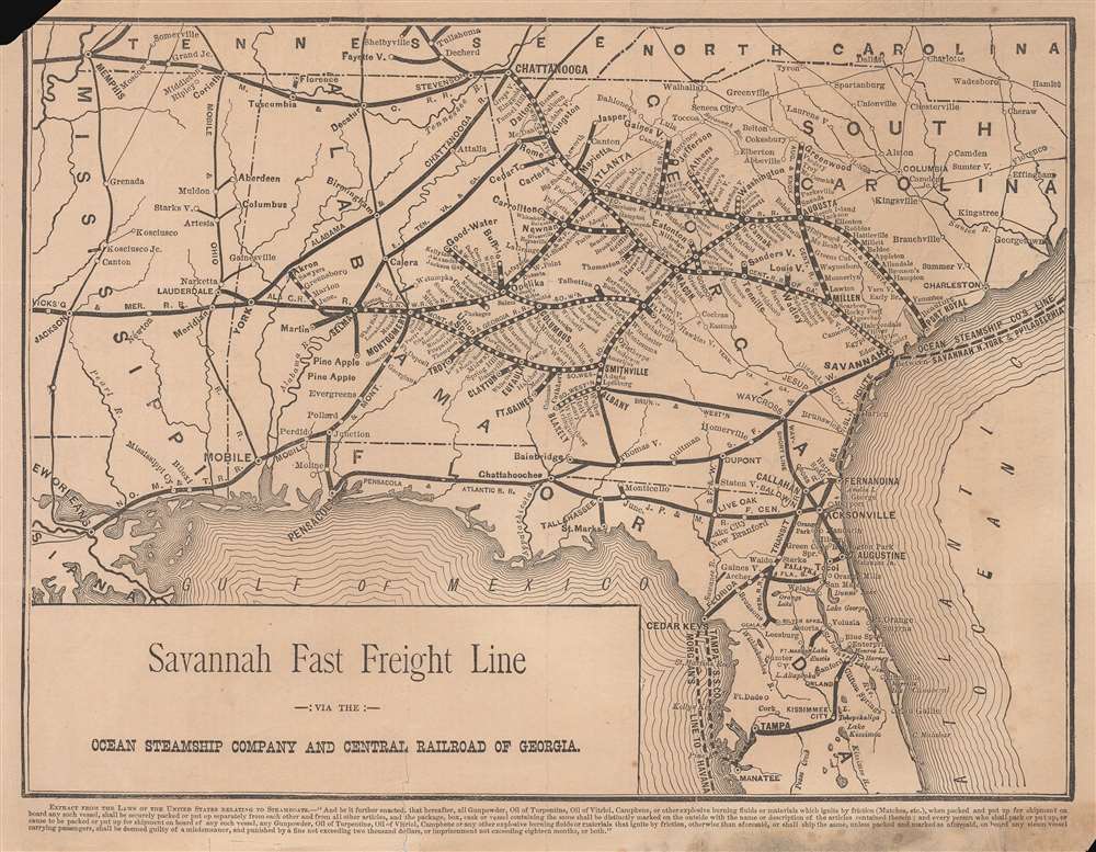 Savannah Fast Freight Line via the Ocean Steamship Company and Central Railroad of Georgia. - Main View