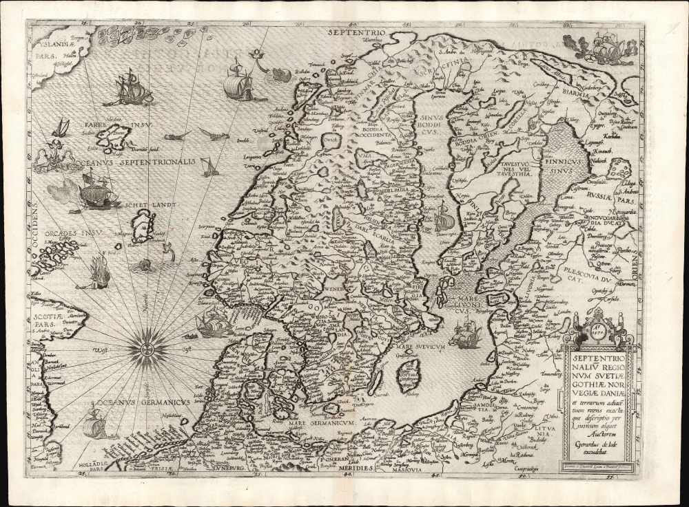 1570 / 1593 De Jode Map of Scandinavia