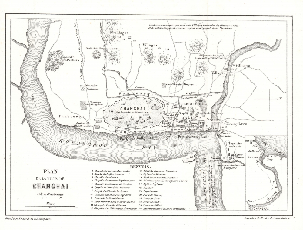 1858 Milne / Becker Map of Shanghai, China