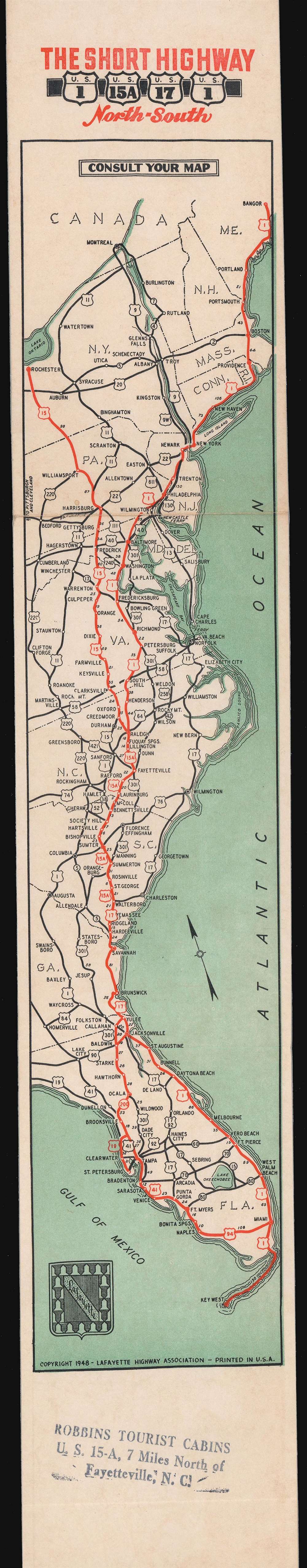 The Short Highway. U.S. 1. U.S. 15A. U.S. 17. U.S. 1. North-South. - Alternate View 1