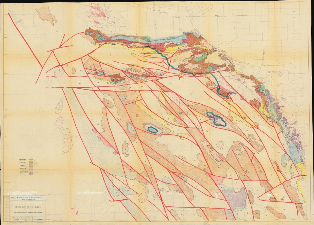 1973 Nisbet / Anderson Manuscript Geological, Oil and Gas Map of Southern California