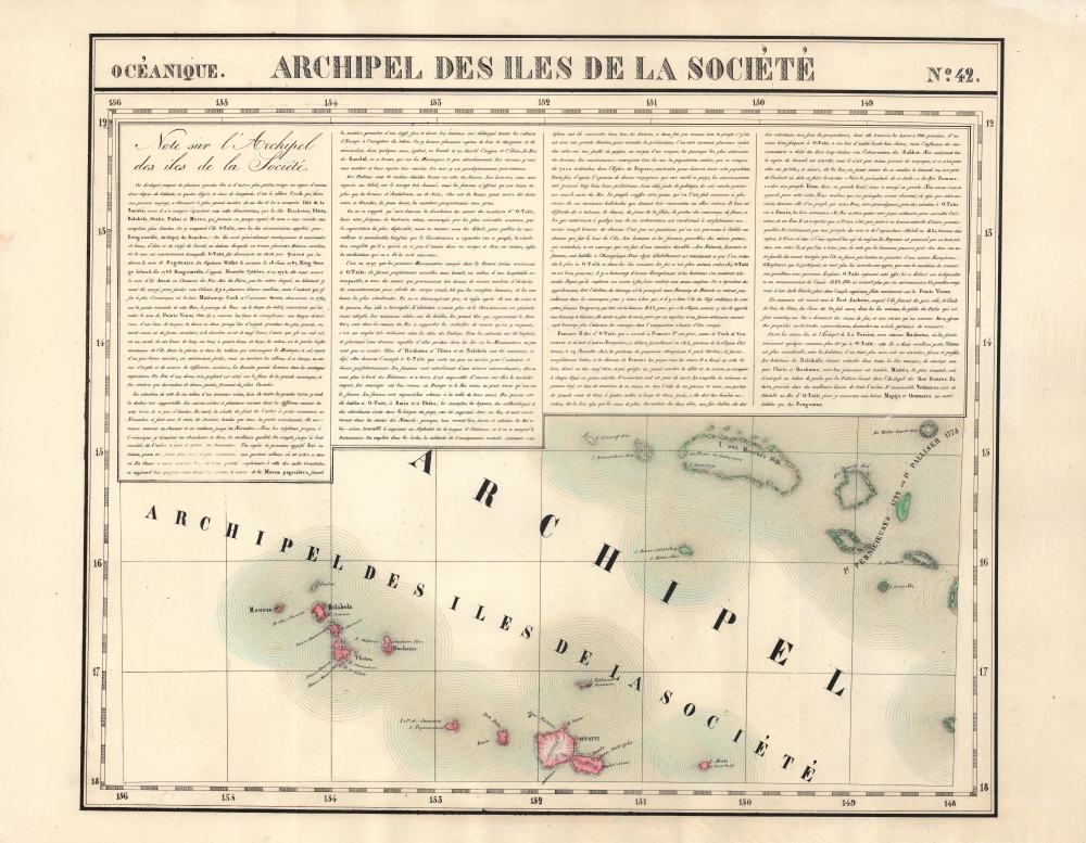 1827 Vandermaelen map of the Society Islands and French Polynesia