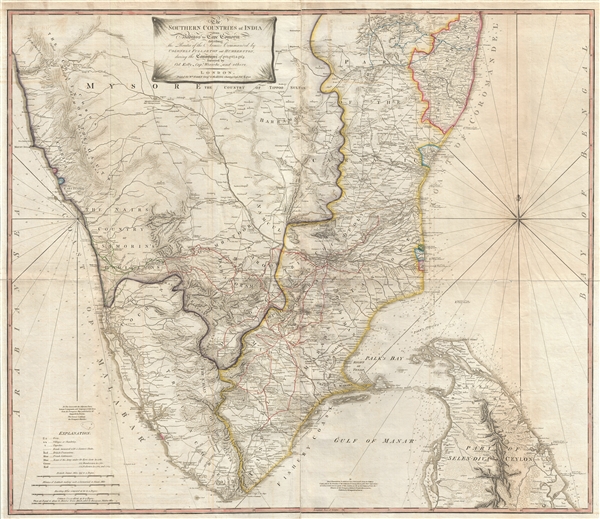 The Southern Countries of India from Madrass to Cape Comorin describing the Routes of the Armies Commanded by Colonels Fullarton and Humberston, during the Campaigns of 1782, 1783, & 1784. - Main View