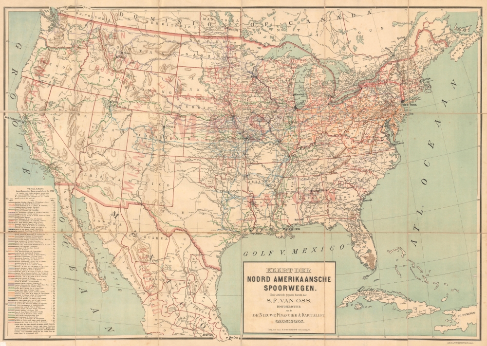 Kaart der Noord Amerikaansche Spoorwegen. - Main View