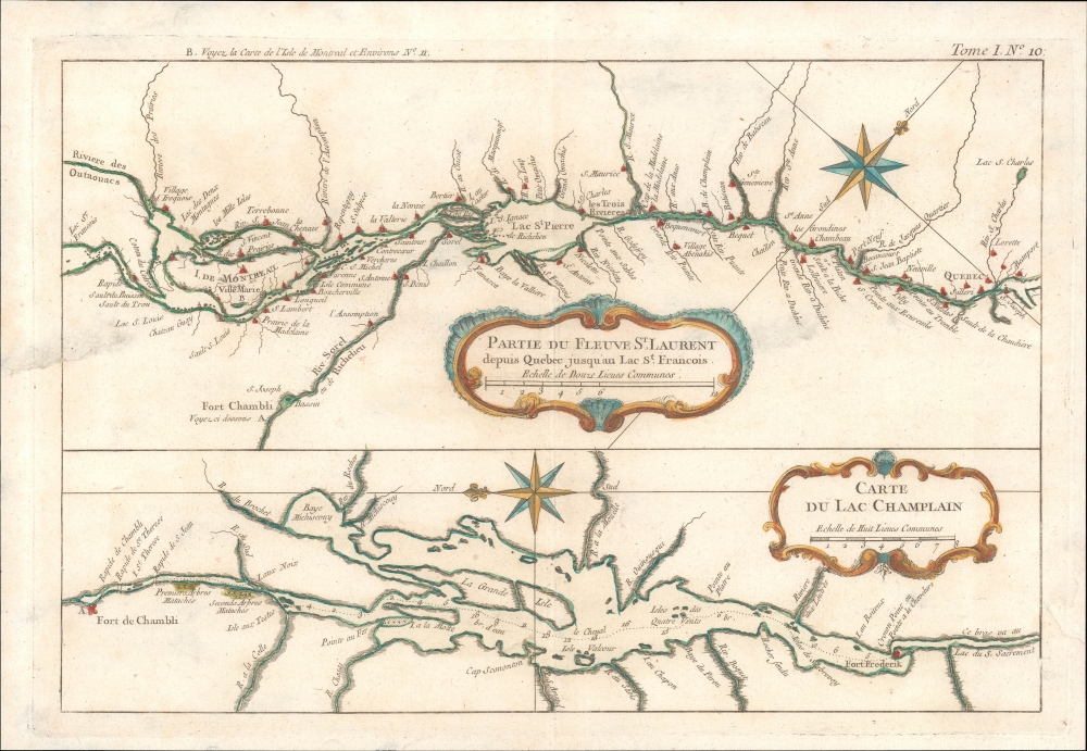 Partie du Fleuve St. Laurent depuis Quebec jusqu'au Lac St. Francois / Carte du Lac Champlain. - Main View