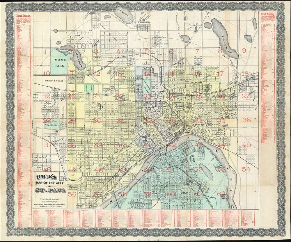 Antique Street City Map St. Paul, Minnesota, USA Stock Photo by