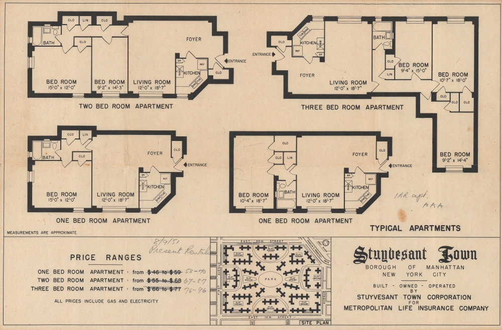 Stuyvesant Town, Borough of Manhattan. Renting Plot Plan No. 1. - Alternate View 1