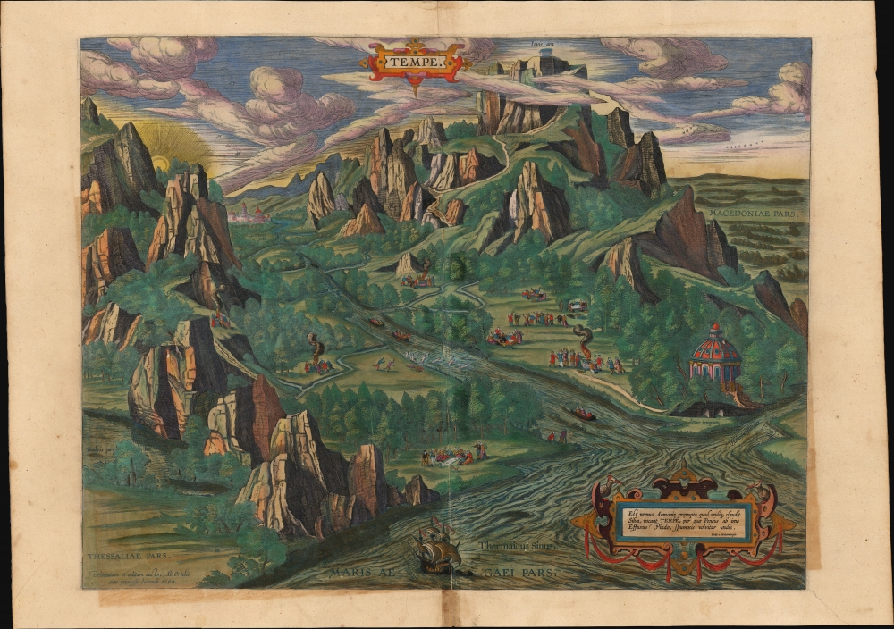 1590 / 1603 Ortelius View of The Paradise of Tempe at the foot of Mount Olympus