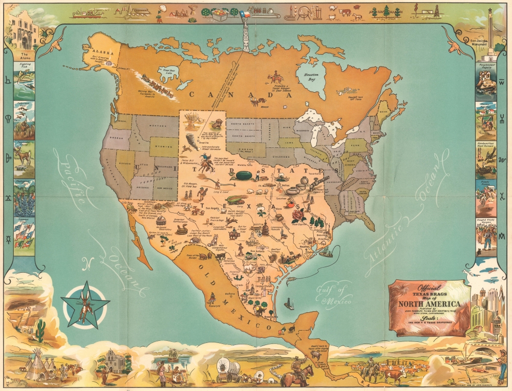 Official Texas Brags Map of North America. - Main View