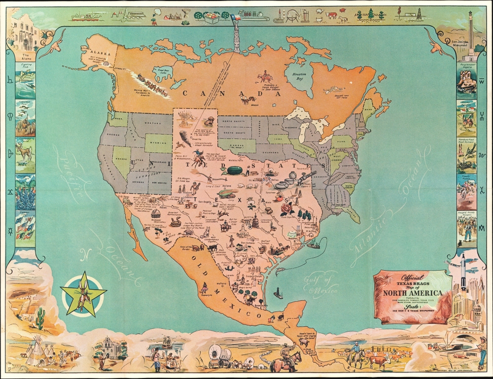 Official Texas Brags Map of North America. - Main View