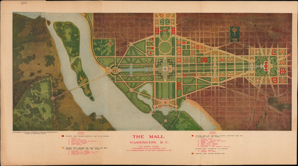 The Mall. Washington D.C. Plan Showing Building Development to 1915 in Accordance with the Recommendations of the Park Commission of 1901. - Main View