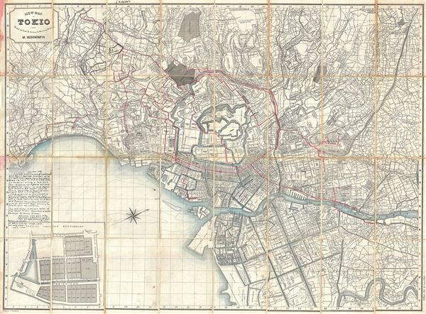 New Map of Tokio Divided into Ninth Ri Sections for Measuring Distances. - Main View