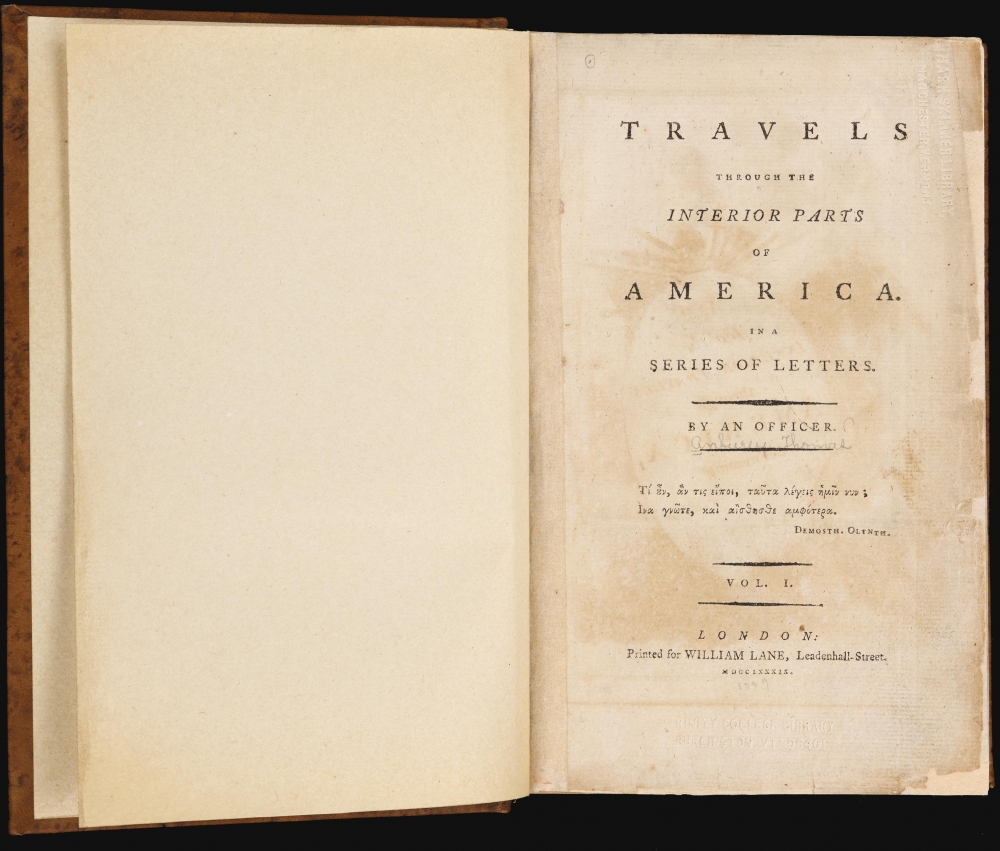 Map for the Interior Travels through America delineating the March of the Army. / Travels through the interior parts of America. In a series of letters. By an officer. - Alternate View 1