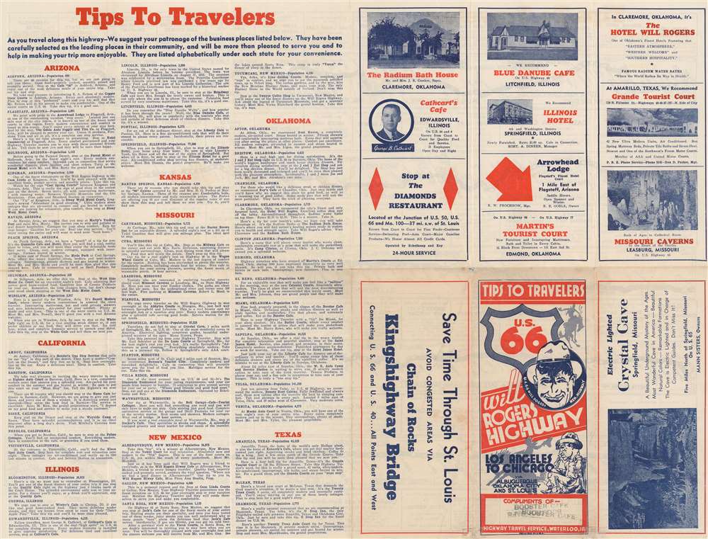 Tips to Travelers U.S. 66 Will Rogers Highway Los Angeles to Chicago via Albuquerque, Oklahoma City, and St. Louis. - Alternate View 1