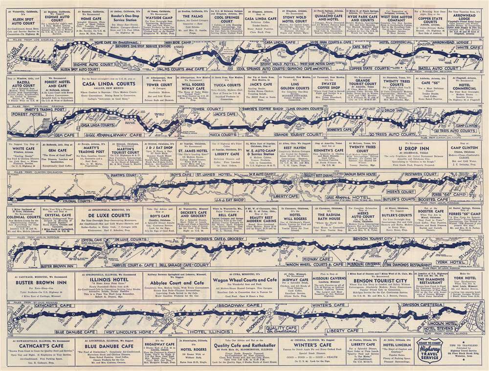 Tips to Travelers U.S. 66 Will Rogers Highway Los Angeles to Chicago via Albuquerque, Oklahoma City, and St. Louis. - Main View