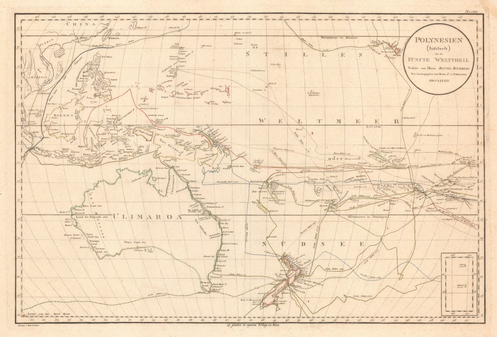 1789 Djurberg Map of Polynesia with indigenous name for Australia (Ulimaroa)