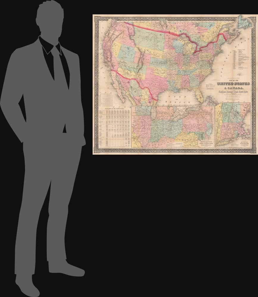 Goldthwait's Map of the United States and Canada, exhibiting the Railroads with their distances, single and double tracks and width of gauge. - Alternate View 1