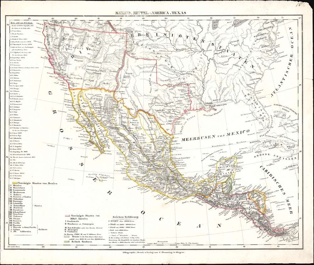 Mexico, Mittel-America, Texas.: Geographicus Rare Antique Maps