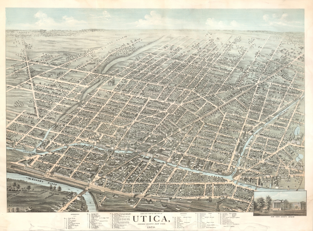 Bird's Eye View of the City of Utica, Oneida County, New York. 1873. - Main View