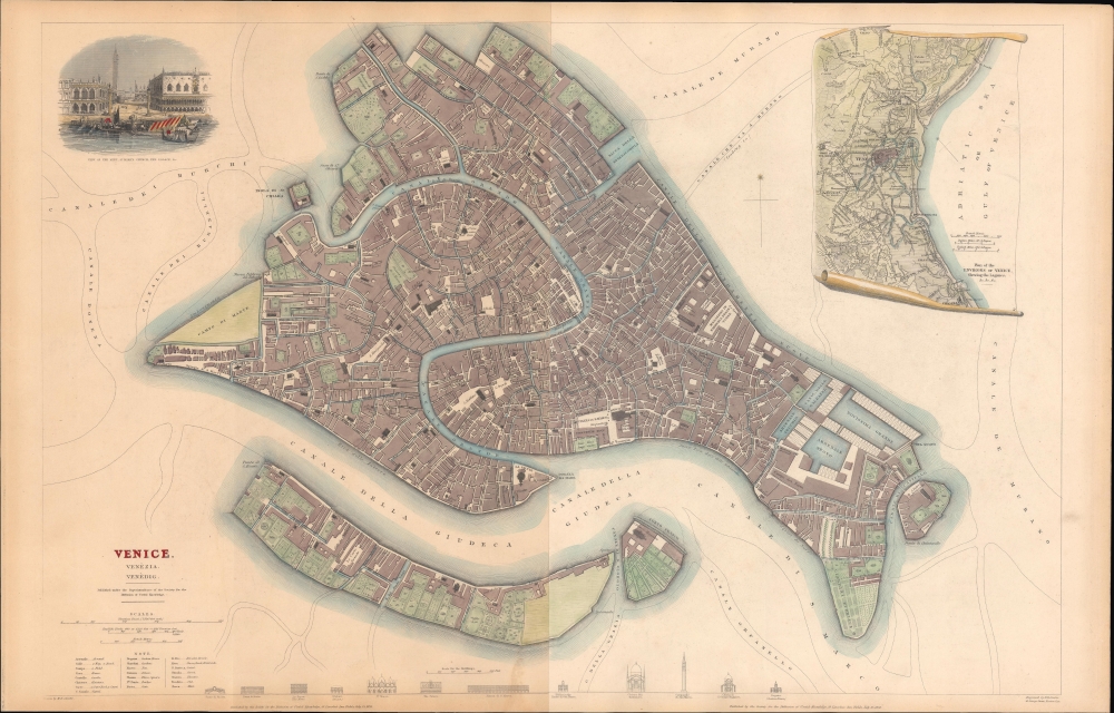 1838 S.D.U.K. City Map or Plan of Venice, Italy