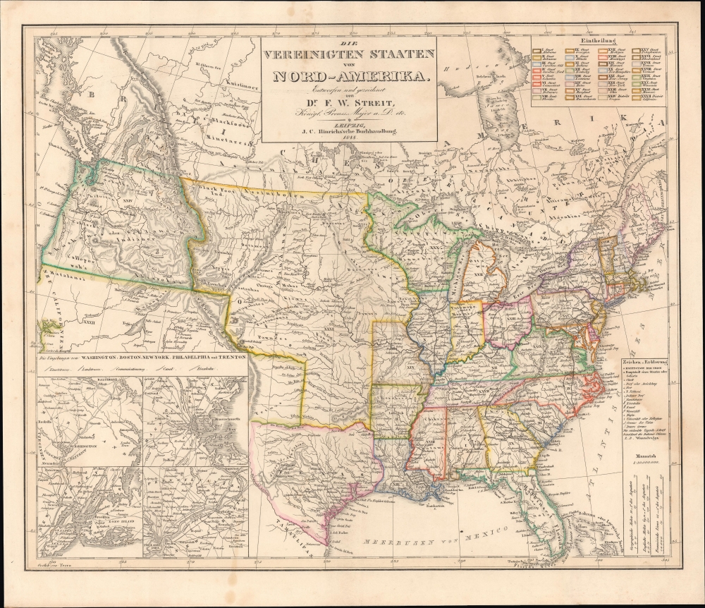 1848 Streit Map of the United States of America, w/ Republic of Texas