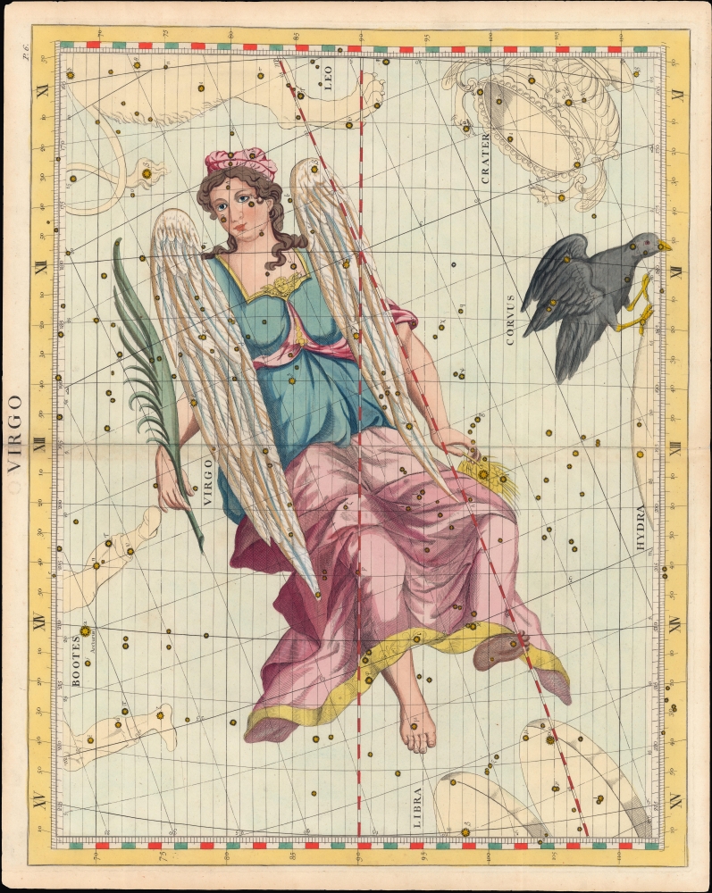 1729 / 1781 Flamsteed Celestial Chart of the Virgo Constellation