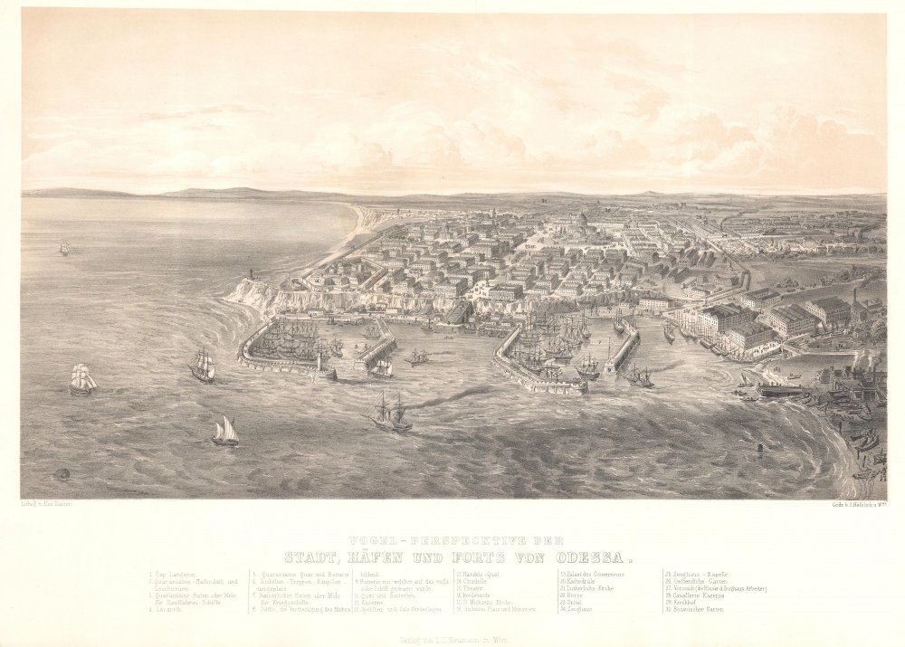 Vogel-Perspecktive der Stadt, Häfen und Forts von Odessa. - Main View