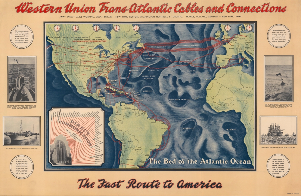 Western Union Trans-Atlantic Cables and Connections. - Main View