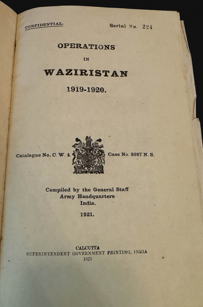 Operations in Waziristan 1919 - 1920. Confidential. Serial No. 224. - Alternate View 8