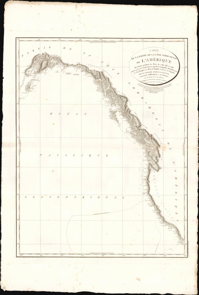 Carte de la Partie de la Cote Nord-Ouest de L'Amerique Reconnue pendant Etes de 1792, 1793, et 1794. - Main View