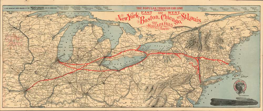 The Popular Through Car Line Between the East and West. New York, Boston,  Chicago, and St. Louis. The Niagara Falls Route.: Geographicus Rare Antique  Maps