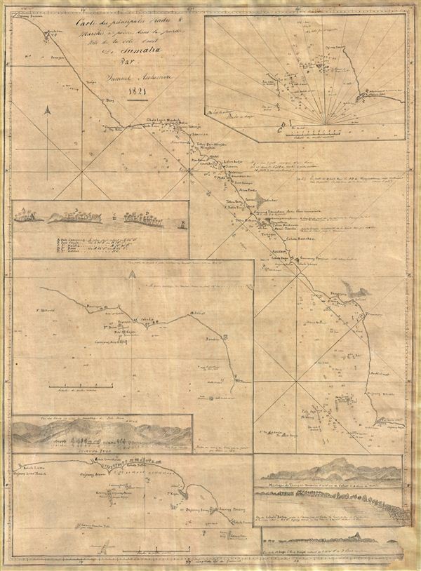 Cartes de principales Rades and Marchés à poivre dans la partie Nord de la Cote Ouest De Sumatra Par Samuel Ashmore. - Main View
