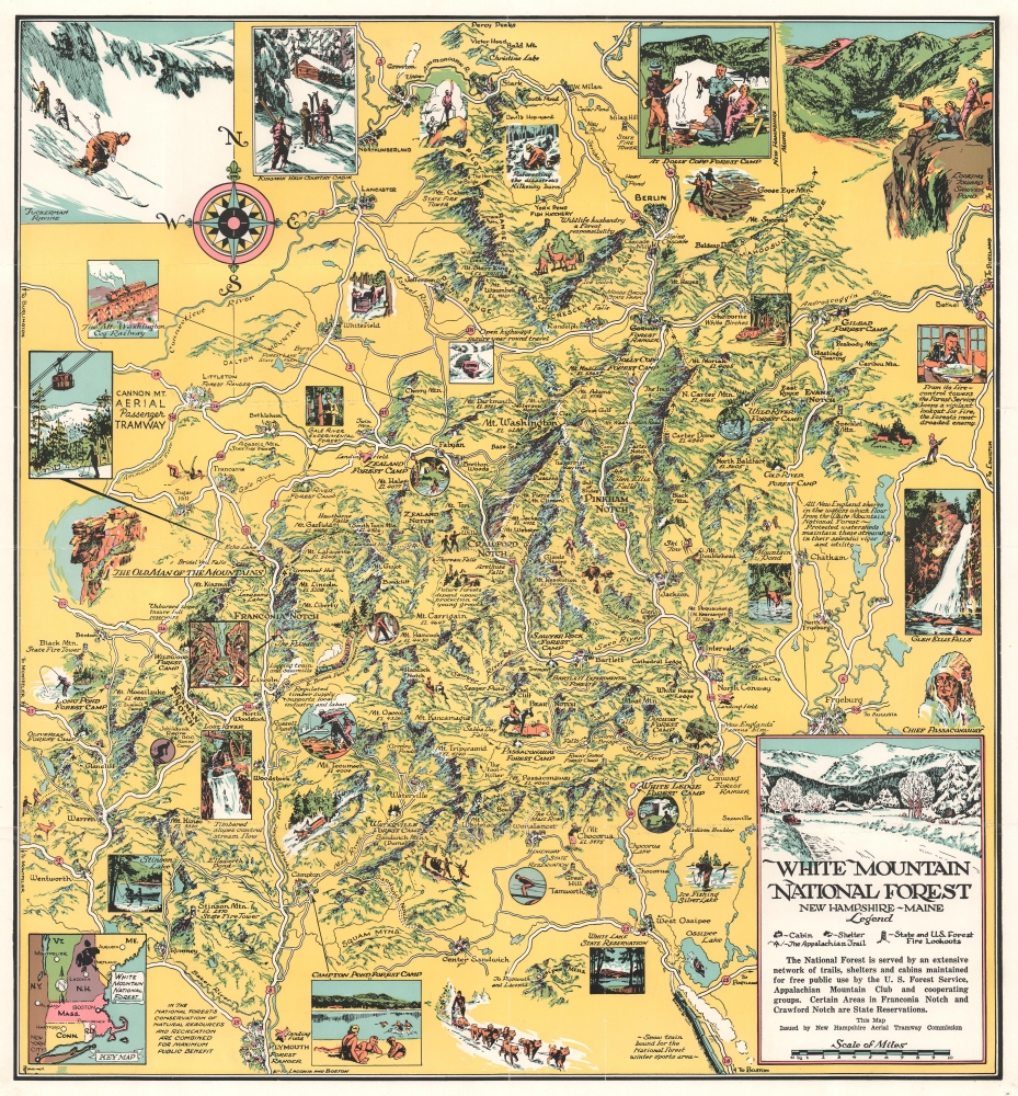 1940 Culverwell Pictorial Map of White Mountain National Forest, New Hampshire