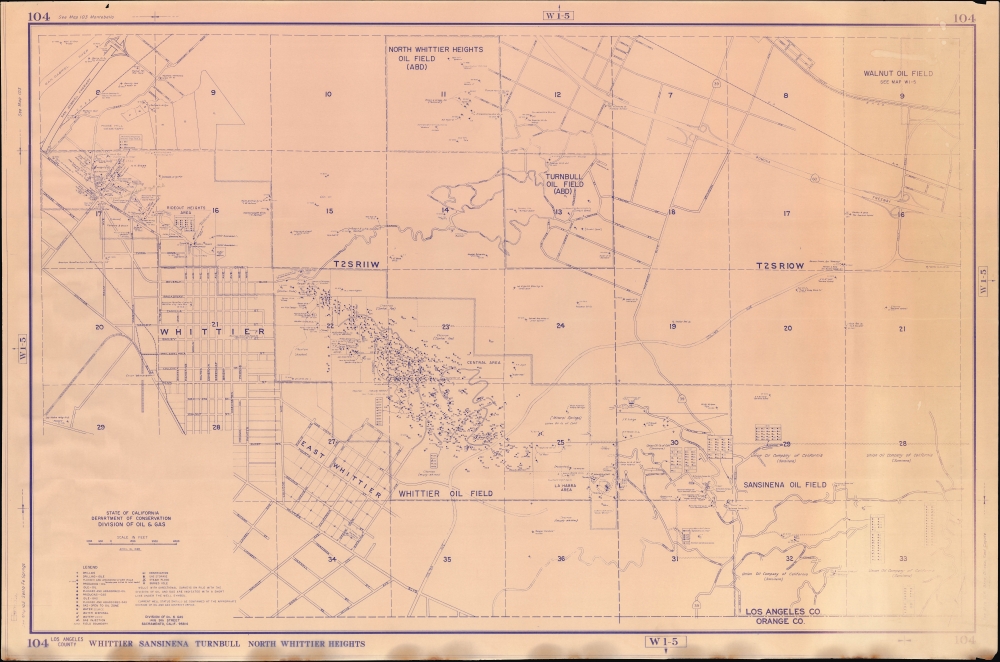 1988 California Division of Oil and Gas Map of Whittier, California and Environs