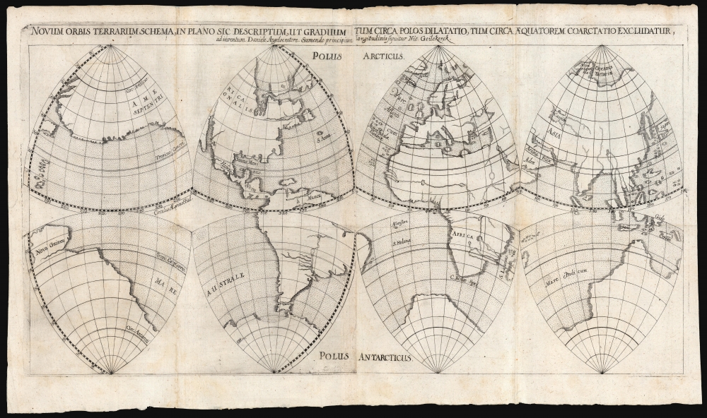 Novum orbis terrarum schema, in plano sic descriptum, ut graduumtum circa polos dilatatio, tum circa aequatorem coarctatio excludatur. - Alternate View 1