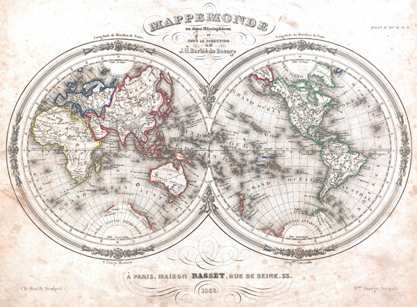 Mappemonde en deux Hemispheres. - Main View