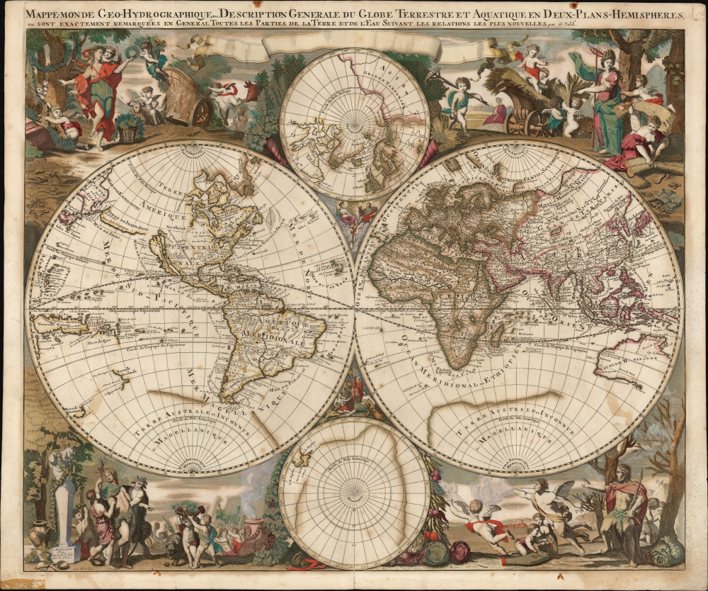 Mappe-Monde Geo-Hydrographique, ou Description Generale Du Globe Terrestre et Aquatique En Deux-Plans-Hemispheres - Main View