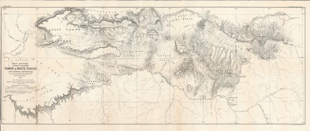 1876 Bechler Map of Yampa and White River Basins, Northwestern Colorado