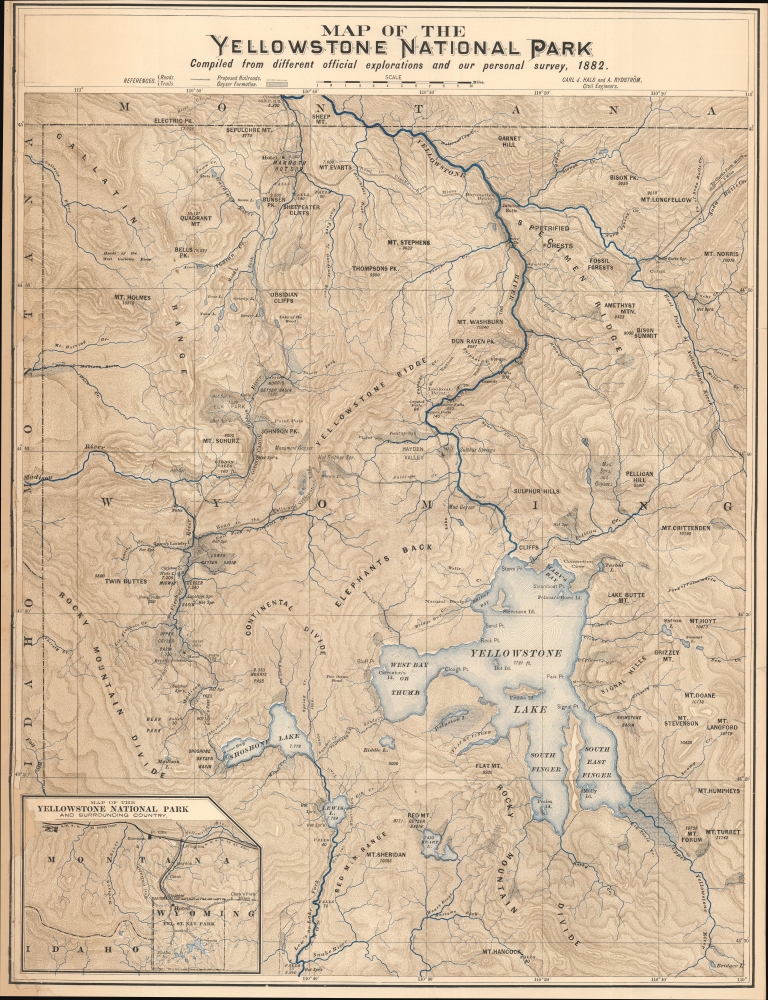 Map of the Yellowstone National Park. / Northern Pacific R.R. The Wonderland Route to the Pacific Coast / Alice's Adventures in the New Wonderland The Yellowstone National Park. - Main View