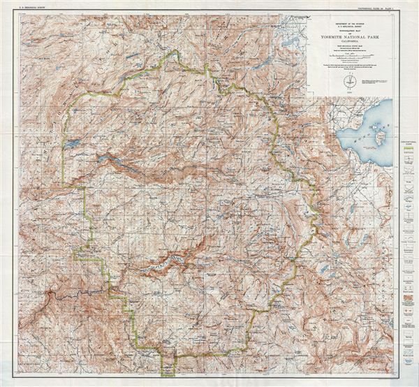 Topographic Map of Yosemite National Park California. - Main View