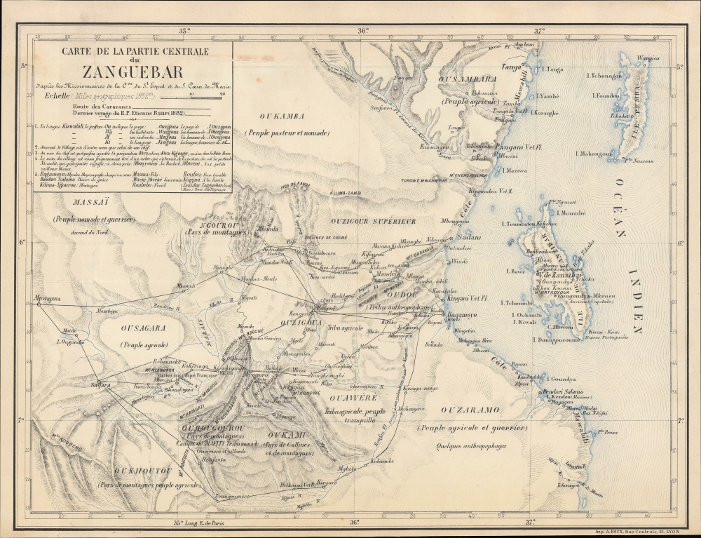 Carte de la partie centrale du Zanguebar d'après les Missionnaires de la Con. du St. Esprit et du St. Coeur de Marie. - Main View