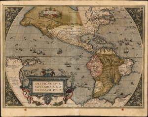 1587 / 1589 Ortelius Map of America (English Colonies in North America)