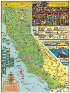 1945 Jo Mora Pictorial Map of California