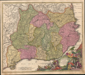 1710 Homann Map of Catalonia, Spain