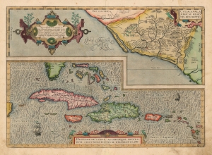 1603 Ortelius Map of Cuba, the Caribbean, and Northwestern Mexico