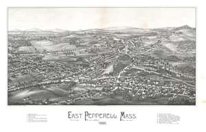 1886 Burleigh Bird's Eye View Map of East Pepperell, Massachusetts