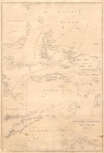 1828 / 1849 Horsburgh Blueback Nautical Chart of Timor and Maluku Islands, Indonesia